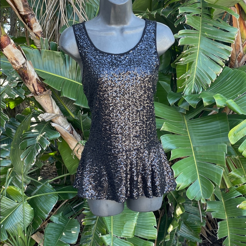 sequin sparkle, peplum tank top